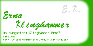 erno klinghammer business card